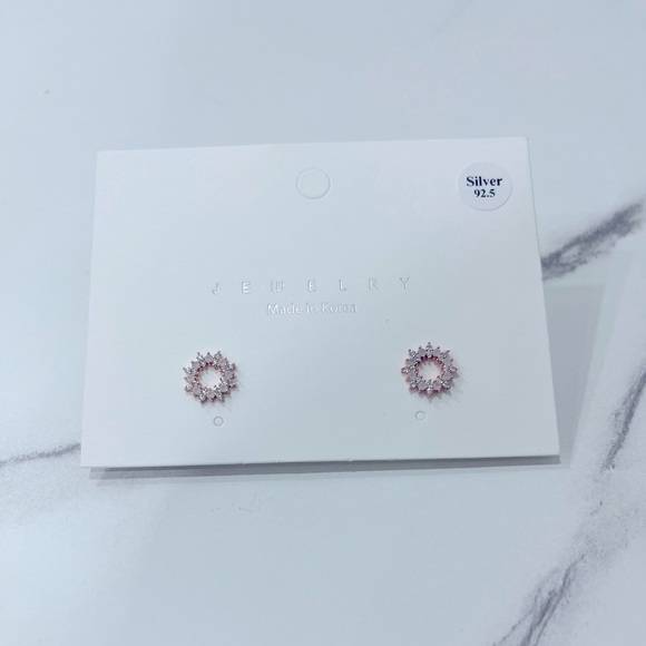 Rose Gold Diamonds Earrings-Sterling Silver - Picture 3 of 3